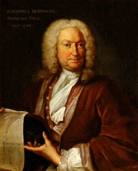 요한 베르누이(1667–1748). 요한 루돌프 후버의 그림(1740년경). 출처: Wikimedia Commons, 퍼블릭 도메인