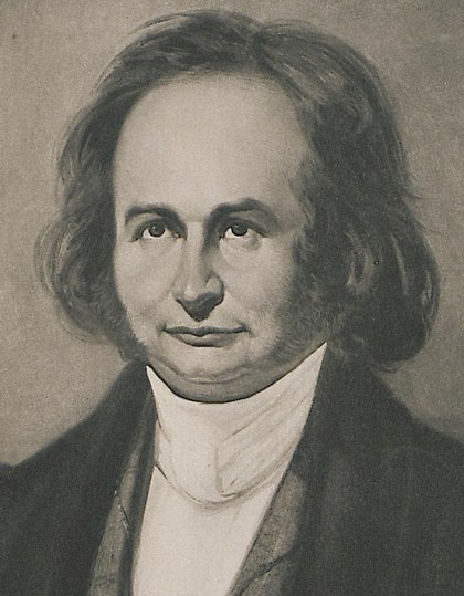 카를 구스타프 야코프 야코비(1804–1851). 1843년 아우구스트 카젤로프스키가 그린 초상을 1904년 레오 쾨니히스베르거의 『야코비 탄생 100주년 기념 문집』에 실은 그림. 출처: Wikimedia Commons(하이델베르크 대학 도서관 디지털본), 퍼블릭 도메인